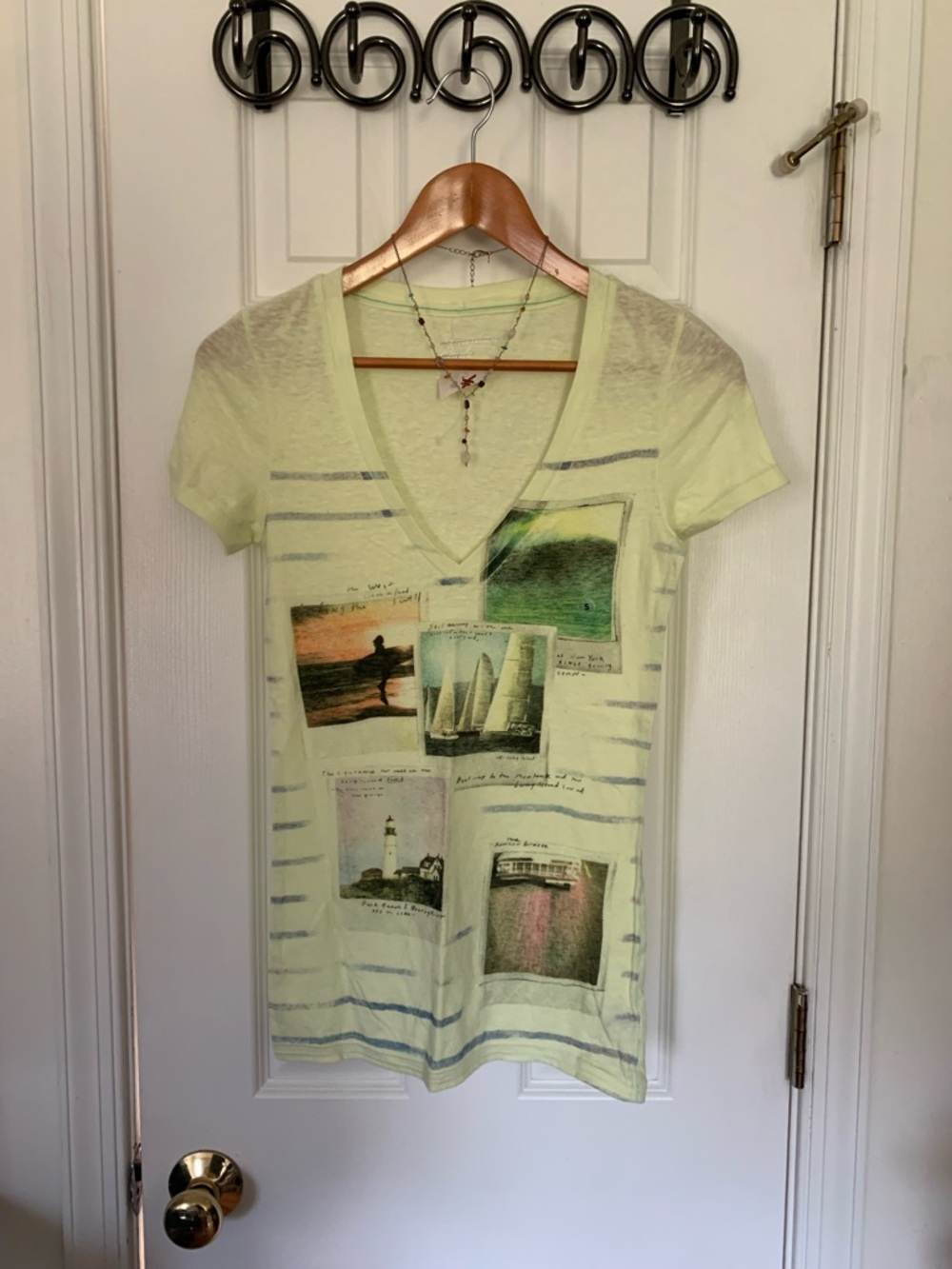 Retro AEO Yellow Collage V Neck Tee Shirt